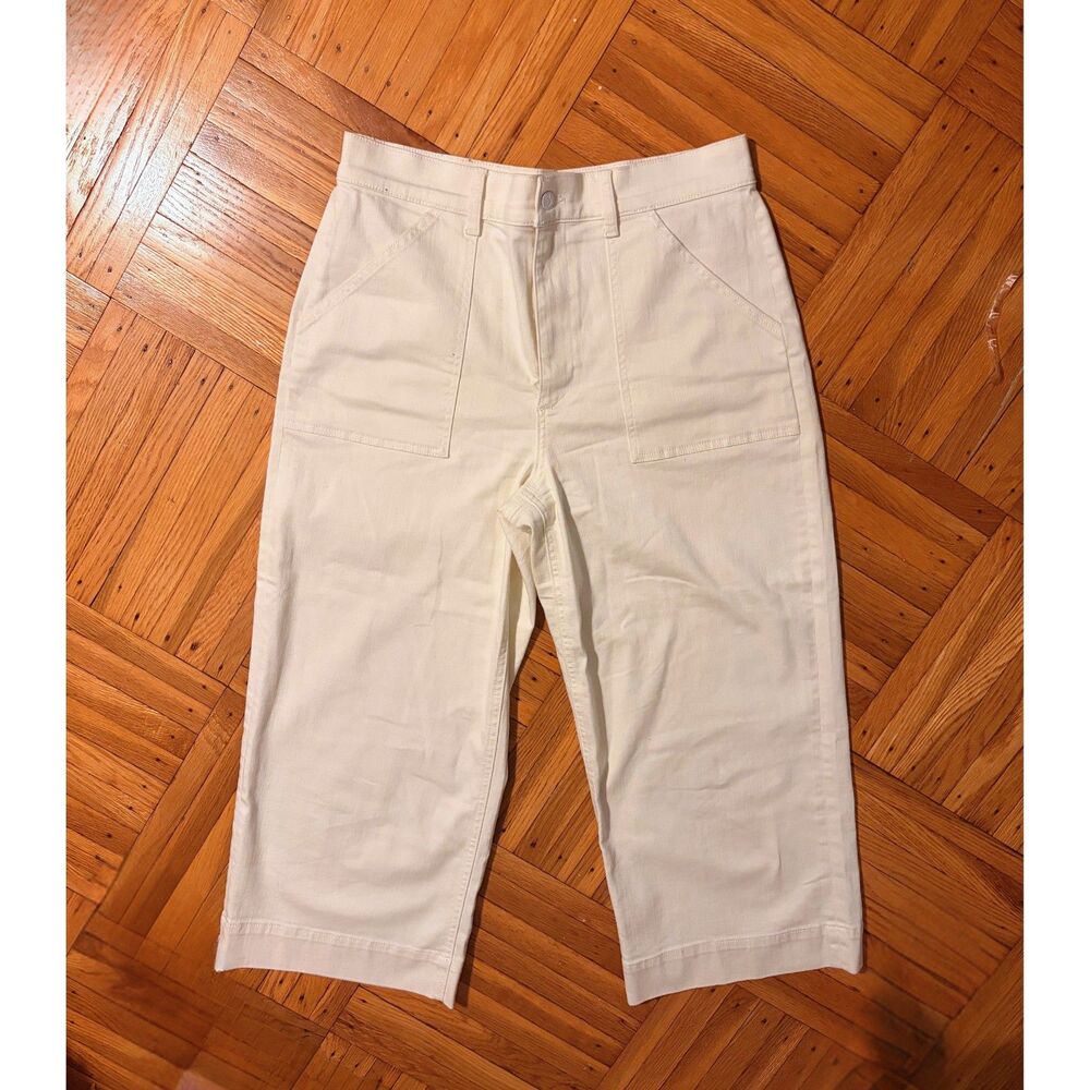 Cream Colored Joe's Jeans High Rise Wide Leg Crop Pants 32 / L